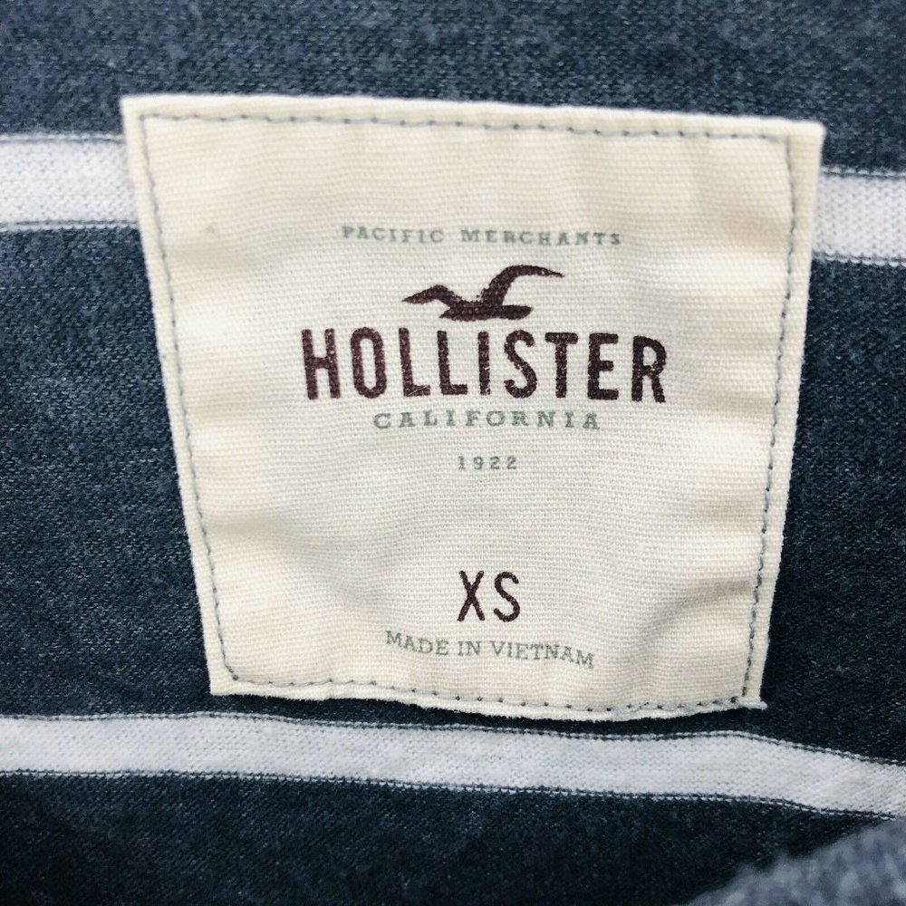 Hollister Sweater Knit Top XS Gray Y2K White Stripes Shirt Long Sleeves Soft - Picture 5 of 11